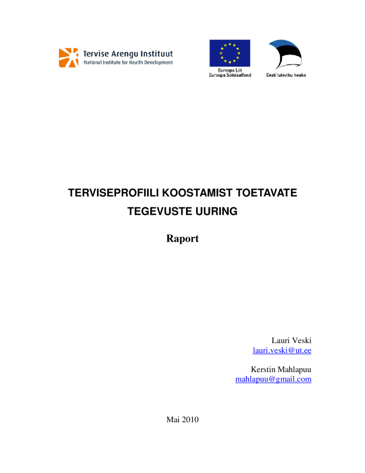 Terviseprofiili koostamist toetavate tegevuste uuring