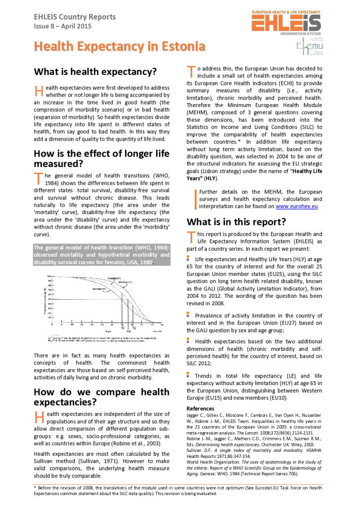 Health Expectancy in Estonia